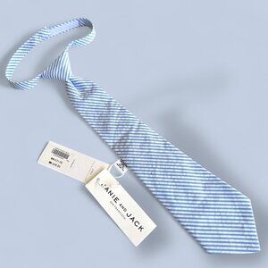 💛 Janie and Jack 💛 Seersucker Necktie‎ Blue White Stripe Cotton Size 2-5 Years